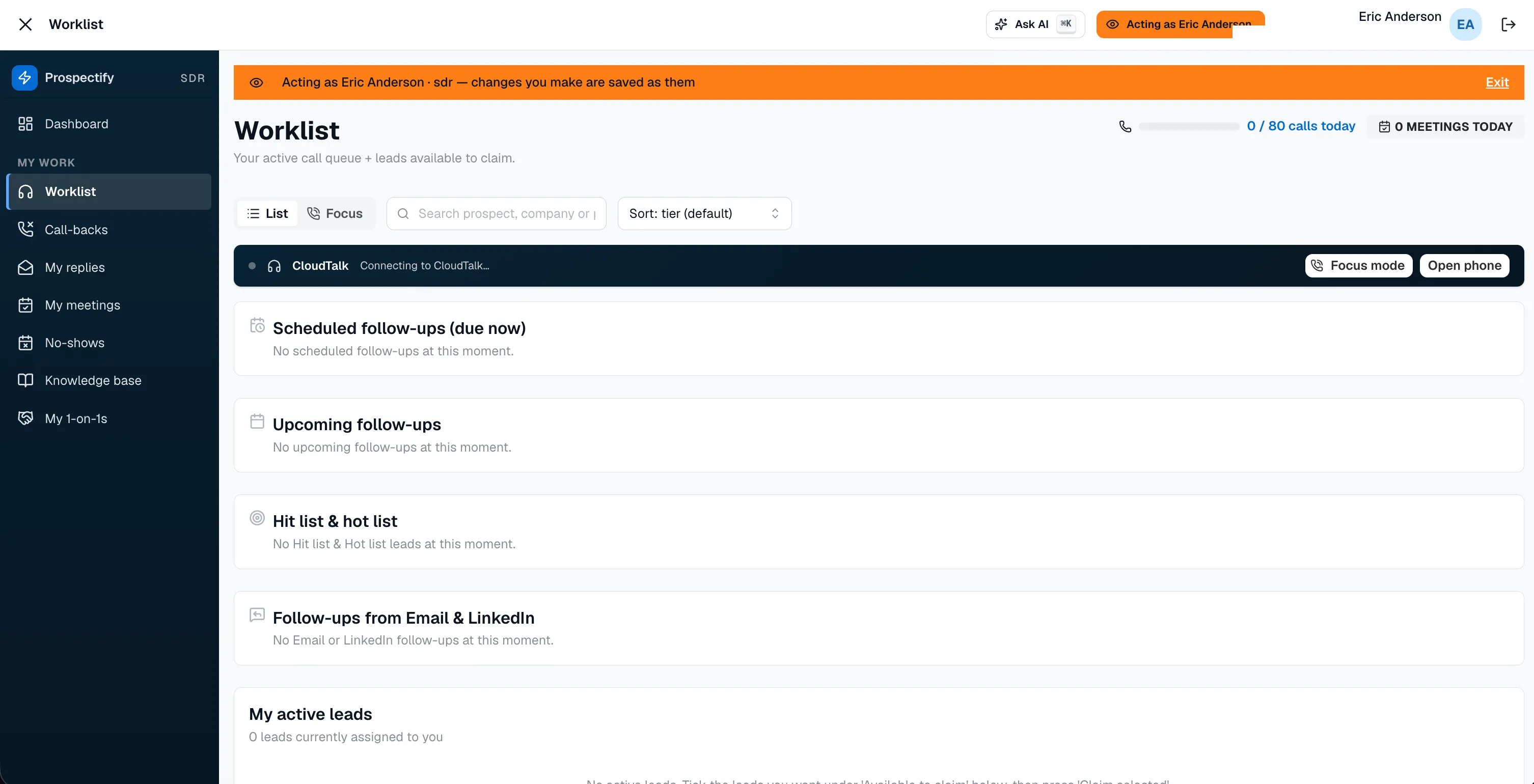 The Prospectify worklist